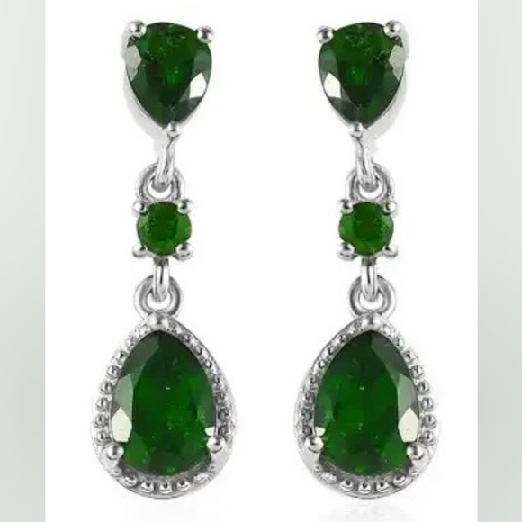 Shop LC Jewelry - Chrome Diopside Dangle Earrings in Platinum Over Sterling Silver